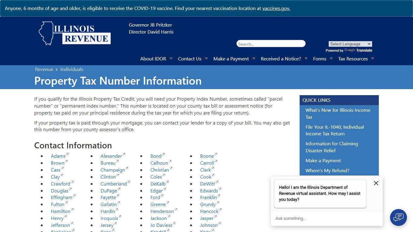 Property Tax Number Information - Individuals - Illinois